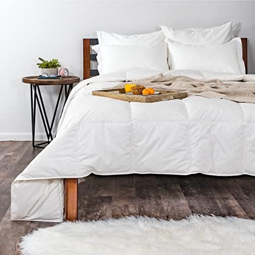  Medium Warmth Premier Down Comforter With Sewn In Duvet Corner Loop Attachments, King/California King Size Bed, White