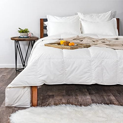  Medium Warmth Premier Down Comforter With Sewn In Duvet Corner Loop Attachments, King/California King Size Bed, White