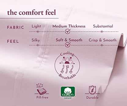  King Size Pink Sheet Set - 6 Piece Set, Ultra Soft 100% Cotton Sheets, 400 Thread Count Luxury Sateen Weave, Deep Pocket Bedsheets, Includes 4 Pillowcases (King, Pink)