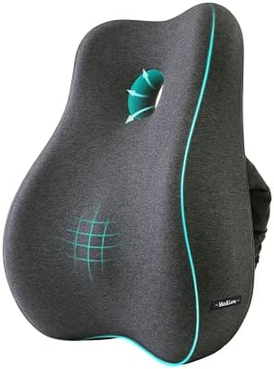  Max&Love Lumbar Support Pillow Cover Ergonomic Design Orthopedic Backrest For Back Pain Relief Memory Foam Back Support For Office Chair Computer Chair Car Seat Recliner And Couch (Dark Gray)