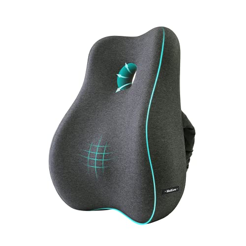  Max&Love Lumbar Support Pillow Cover Ergonomic Design Orthopedic Backrest For Back Pain Relief Memory Foam Back Support For Office Chair Computer Chair Car Seat Recliner And Couch (Dark Gray)