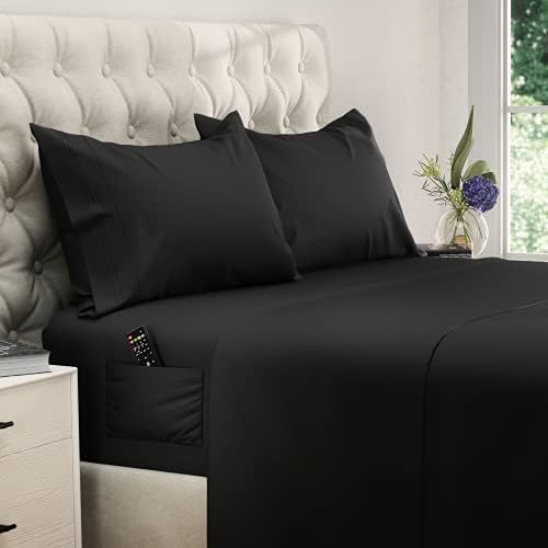  DREAMCARE Twin XL Sheets 4pcs XL Twin Sheet Set Twin XL Fitted Sheet Extra Long Twin SheetsSoft & Long Lasting 100% Fine Brushed Microfiber Polyester With Side Pocket, Gray
