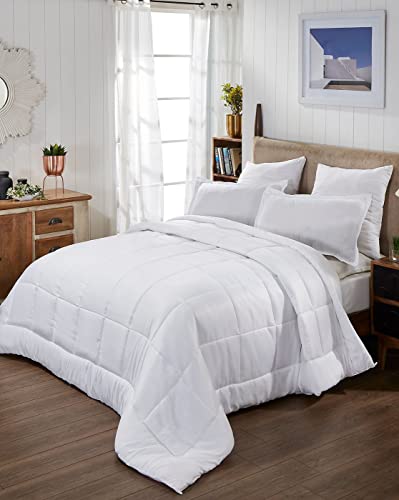  Minor Monkey All Season King Comforter 400 GSM Microfiber Filling | White Quilted Duvet Insert With Corner Tabs - High Thread Count Cotton Shell | Winter Warm Soft & Reversible Box Stitched Pattern