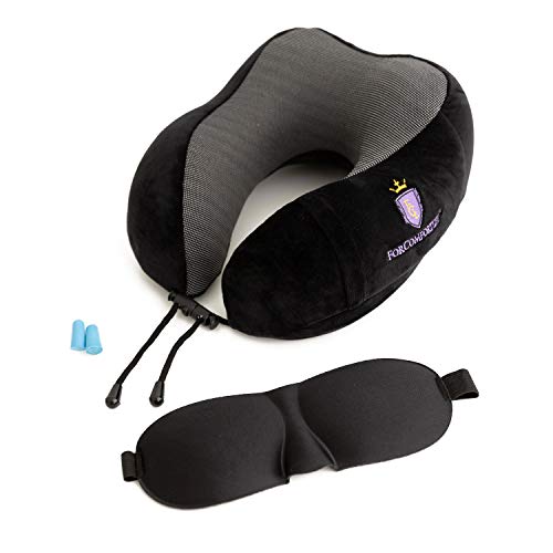  ForComfortLife Neck Pillows For Traveling - Ideal Travel Neck Pillows With Memory Foam And Neck Rest Pillow Travel Kit - Machine Washable Velour Cover