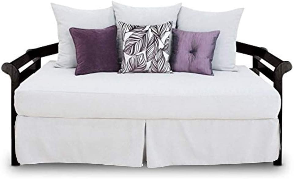  Pleated Daybed Skirts Twin Size Split Corners For Day Beds Three Side Coverage, Easy Fit, Made With Brushed Microfiber (Twin -14,White)