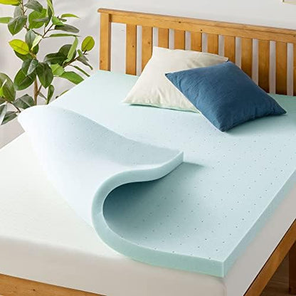  Best Price Mattress 2.5 Inch Ventilated Memory Foam Mattress Topper, Cooling Gel Infusion, CertiPUR-US Certified, Twin XL,Blue