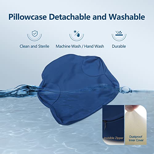  Lumbar Support Pillow For Office Chair, Back Support Pillow For Car, Computer, Gaming Chair, Recliner, Memory Foam Back Cushion For Pain Relief, Improve Posture, Adjustable Straps (Dark Blue)