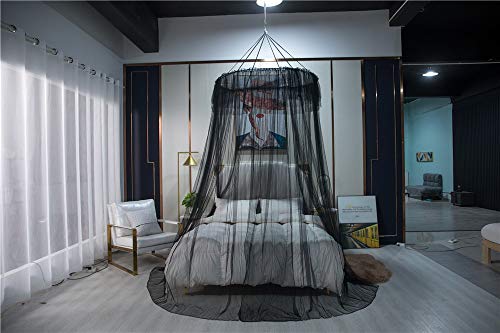 Lotus Karen Bed Canopy - Elegant Lace Round Hoop Polyester Sheer Mesh Bed Curtains - Princess Dome Bedding Net For Twin Full Queen King Size Bed