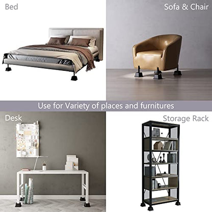  Napnapday Bed Risers 2 Inch Heavy Duty Bed Furniture Elevators, 1,500 Lbs Lifts Up Riser For Sofa And Table Set Of 4, Black