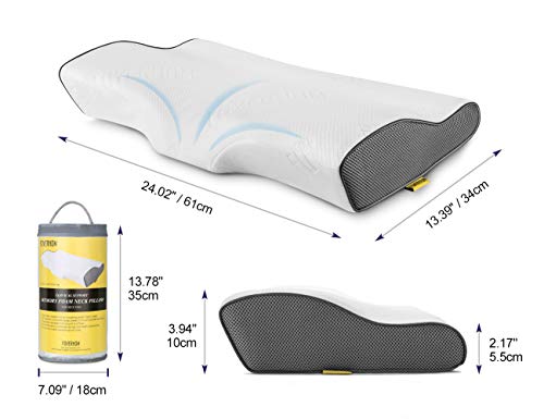  Foverhom Neck Pillow,Cervical Pillow For Neck Pain,Side Sleepers Pillow For Shoulder Pain,Wedge Pillow With Breathable Cover And Eye Mask,Memory Foam Travel Pillow Portable Packaging1Psc White