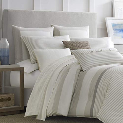 Nautica Duvet Cover Set Cotton Reversible Bedding With Matching Shams, Stylish Home Decor For All Seasons, Queen, Beige