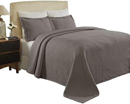  Cascade Cotton Jacquard Matelassé 3-Piece Bedspread Set
