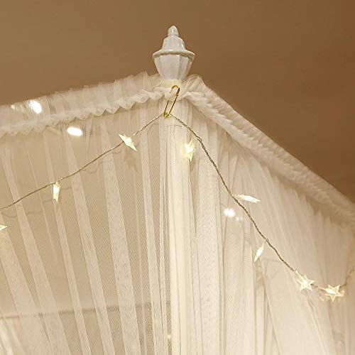  JQWUPUP Romantic Bed Canopy Curtains, Bed Canopy For Girls Kids Adult, Bedding Décor (Queen, White)