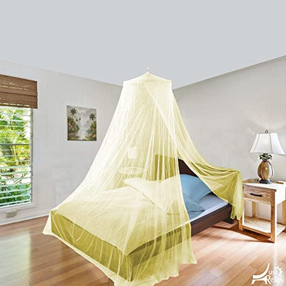  Just Relax Decorative Elegant Bed Net Canopy Set Including Full Hanging Kit, Ideal For Indoors Or Outdoors, Intended For Covering Beds, Cribs, Hammocks (Yellow, Twin/Full)