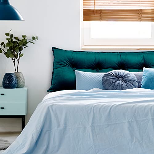  Rectangular Headboard Pillow Bolster Pillow For Bed Back Rest Pillow For Sitting In Bed Daybed Pillows Back Support Pillow For Bed Reading Pillow Velvet Cyan Queen
