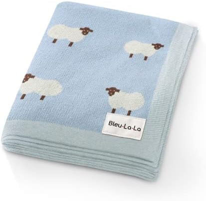  Baby Swaddle Blanket - 100% Luxury Cotton Knit Soft Cozy Lightweight Unisex Receiving Swaddle Crib Stroller Quilt Blanket For Shower Gift Registry For Newborns Infants Toddlers (Sheep - Khaki)