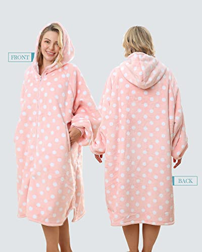  Topblan Oversized Hoodie With Zipper For Adults, Flannel Blanket Hoodie Sweatshirt With Zipper, Sherpa Wearable Blanket Plush Sweatshirt, Gifts For Women Men