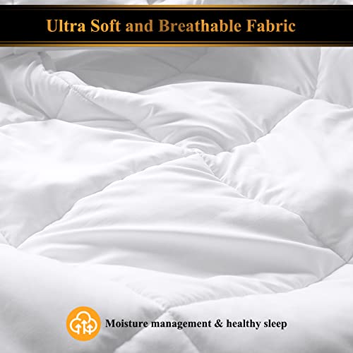  D & G THE DUCK AND GOOSE CO All-Season Quilted Comforter King Size, Premium 233T Peachskin Fabric & 350gsm Down Alternative Fiber, Lightweight Duvet Insert, Hotel Quality & Machine Washable.