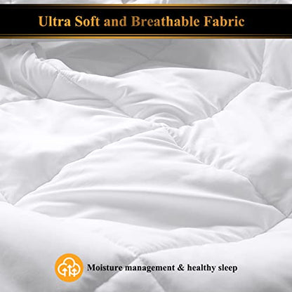  D & G THE DUCK AND GOOSE CO All-Season Quilted Comforter King Size, Premium 233T Peachskin Fabric & 350gsm Down Alternative Fiber, Lightweight Duvet Insert, Hotel Quality & Machine Washable.