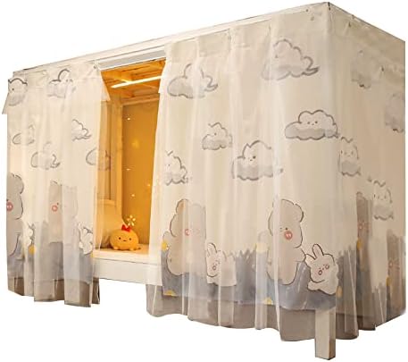 GENERIC Beautiful Gauze Bunk Bed Curtains Drapes With Lace Privacy Bed Canopy For Bottom, 2 Panels, Bear Rabbit