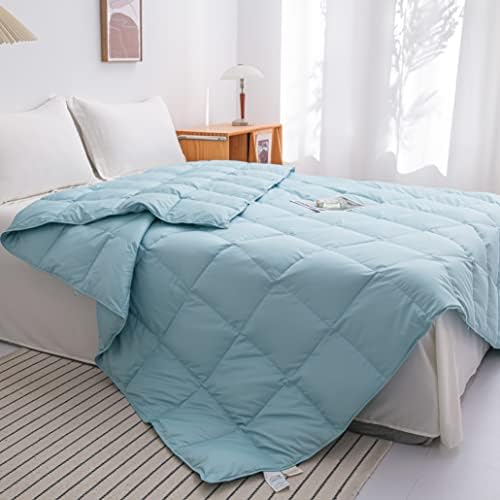  Confibona Lightweight 90% White Down Comforter/Blanket,Cooling Duvet Insert For Summer/Warm Weather,Soft Noiseless Shell,Machine Washable, Twin/Twin XL Size,Light Brown