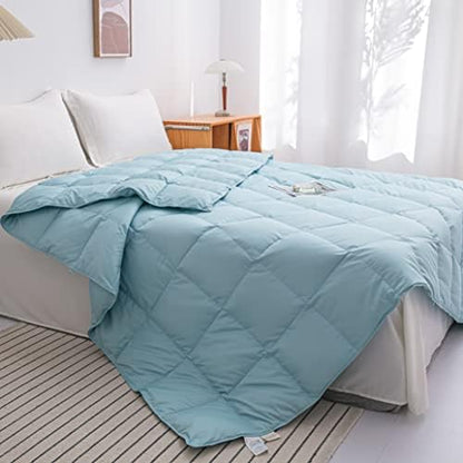 Confibona Lightweight 90% White Down Comforter/Blanket,Cooling Duvet Insert For Summer/Warm Weather,Soft Noiseless Shell,Machine Washable, Twin/Twin XL Size,Light Brown