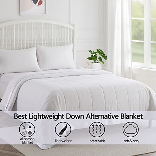  Down Alternative Blanket - Microfiber King Size Blanket - Quilted Blanket With Satin Trim, Bed Blankets For All Seasons 108"x90" (White, King/Cal King)
