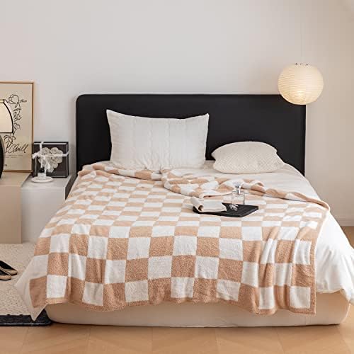  Ltra-Soft Checkered Blanket Microfiber Sage Green Checkerboard Blanket Reversible, Plaid Cozy Fuzzy Chessboard Throw Blanket Plush For Bed Couch Sofa (Sage Green, 51"x63")
