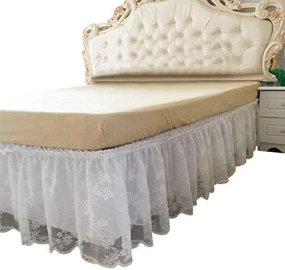  Wrap-Around Lace Bed Skirt Ruffled Bedskirt Dust Cover Ruffle Bed Sheet Case