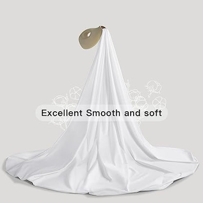  REDASW 100% Egyptian Cotton 1200 Thread Count King Size Sheets Set,Bed Sheet 4 Piece Sets,16 Inches Deep Pocket,All Season (White)
