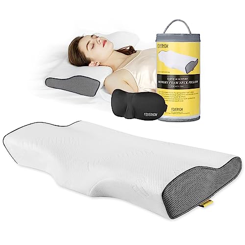  Foverhom Neck Pillow,Cervical Pillow For Neck Pain,Side Sleepers Pillow For Shoulder Pain,Wedge Pillow With Breathable Cover And Eye Mask,Memory Foam Travel Pillow Portable Packaging1Psc White