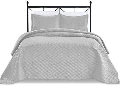  Basic Choice 3-Piece Light Weight Oversize Quilted Bedspread Coverlet Set - Black, King / California King