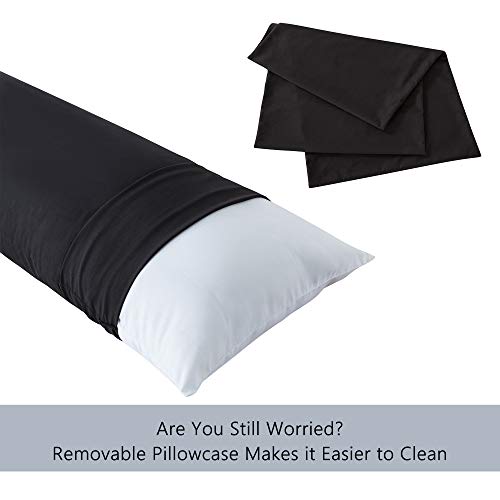  Body Pillow With Pillowcase-Soft Long Bed Pillow For Adults-Breathable Full Body Pillow Insert For Sleeping,20x54inches-Black