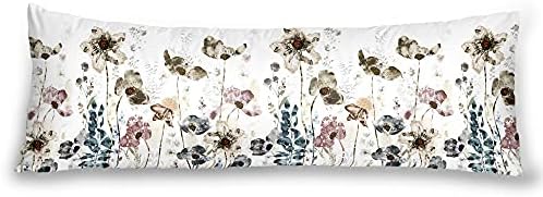  Body Pillowcase, Bohemian Flower Ultra Soft Colorful Velvet Full Long Body Pillow Covers 20 X 54 With Zipper, Total Boho Floral Body Pillow Protector, For Adults Women And Men (Blue White)