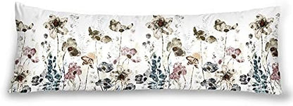  Body Pillowcase, Bohemian Flower Ultra Soft Colorful Velvet Full Long Body Pillow Covers 20 X 54 With Zipper, Total Boho Floral Body Pillow Protector, For Adults Women And Men (Blue White)