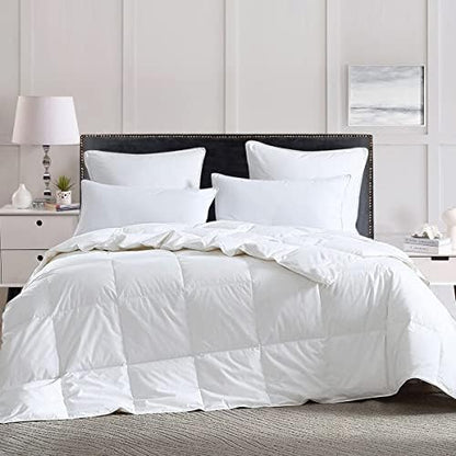  All Season King Size Feathers Down Comforter Duvet Insert, 100% Down-Proof Cover Duvet Insert With 8 Tabs, Light Blue 106x90 Inches