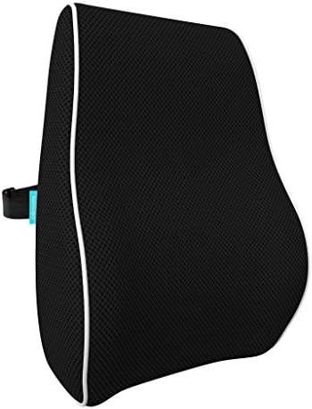  Bonmedico Back Support Pillow - Car Seat, Desk And Office Chair Cushion For Posture And Lumbar Support - Ergonomic, Memory Foam Lower Back Pillows - Black - Standard