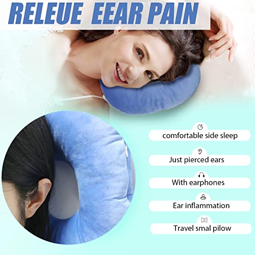  Back Scratcher Piercing Pillow For Side Sleepers, Donut Shaped Side Pillow With Hole For Ear, Ear Pillows For CNH And Ear Piercing Ear Pain, Ear Cushions For Sleeping Guard (Blue)
