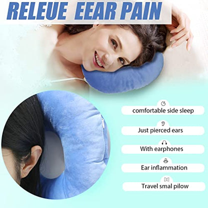  Back Scratcher Piercing Pillow For Side Sleepers, Donut Shaped Side Pillow With Hole For Ear, Ear Pillows For CNH And Ear Piercing Ear Pain, Ear Cushions For Sleeping Guard (Blue)