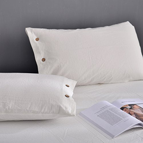  Duvet Cover King, Washed Cotton Duvet Cover Set - 3 Piece (King, Off-White)