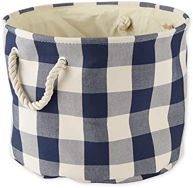  Buffalo Check Storage Collection Collapsible Bin With Handles, Medium Rectangle, 16x10x12, Red & Black