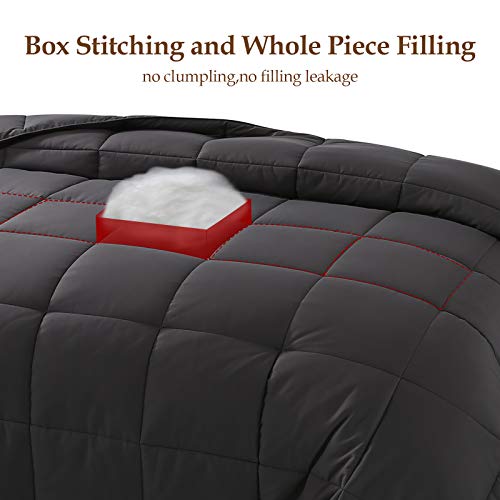  COOSLEEP HOME All Season California King Down Alternative Comforter With Corner Tabs-Soft Duvet Insert Quilted-Stand Alone- Winter Warm Machine Washable Fluffy(Dark Gray) 96x104 Inch