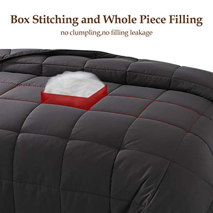  COOSLEEP HOME All Season California King Down Alternative Comforter With Corner Tabs-Soft Duvet Insert Quilted-Stand Alone- Winter Warm Machine Washable Fluffy(Dark Gray) 96x104 Inch