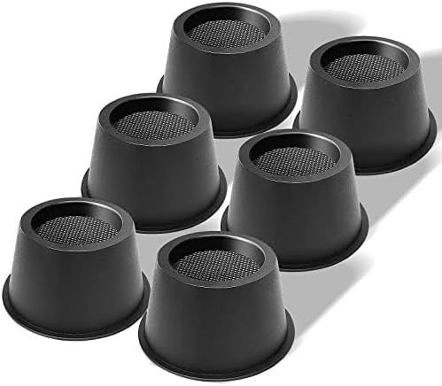  USION Bed Risers 4 Inch, Set Of 6 Bed Lifts Risers Up To 3300 Lbs,Square Risers Blocks For Sofa,Table,Couch,Chair Or Desk,Dorm Room(Black)