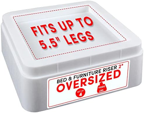  DEDU Oversized Bed Risers Heavy Duty Stackable 4 Pack, Furniture Risers For Sofas 3 Inch Or 6 Inch Supports Up To 11000 Lbs, Square Bed Raising Blocks Fits 5.5 Inch Wide Desk Or Couch (Black)