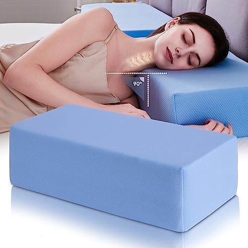  Cube Memory Foam Pillow For Side Sleepers (24"x12"x5" Medium Support), Thick Bed Pillow For Sleeping With Bamboo Cover, Rectangle Pillow For Neck And Shoulder Pain Relief - King, Queen, Square | White