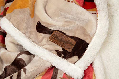  NC Wrangler Running Horse Country Sherpa Fleece Throw Blanket, Brown, One Size