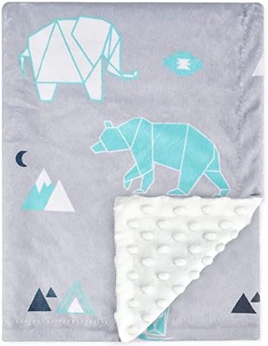  Baby Blanket Soft Minky With Double Layer Dotted Backing, Lovely Animals Printed 30 X 40 Inch Receiving Blanket