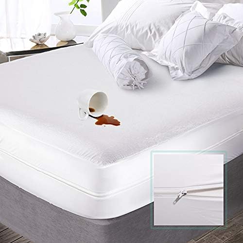  Premium Zippered Mattress Encasement - Water Proof Full Mattress Protector - Cotton Terry Top Fits 15 Inches Deep - Full