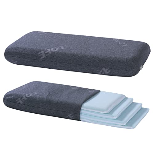  LOFE King Adjustable Memory Foam Pillow - 4 Heights From 1.2 To 4.8in, Cervical Pillow For Neck Pain Relief, Neck Support Pillow For Side Sleepers, Back/Stomach Sleepers, A Bamboo Cover, CertiPUR-US